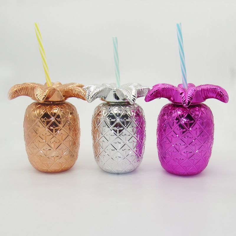 塑料菠萝杯创意纯色环保安全菠萝杯创意礼品杯果汁饮料杯可定制