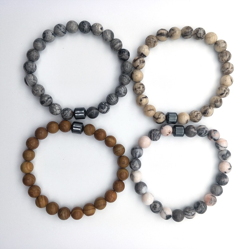 Cross-border bestseller 8mm magnetic bracelet, natural stone bracelet, black gallstone, simple wood grain stone, popular in Europe and America, large quantity, excellent quality detail image 6