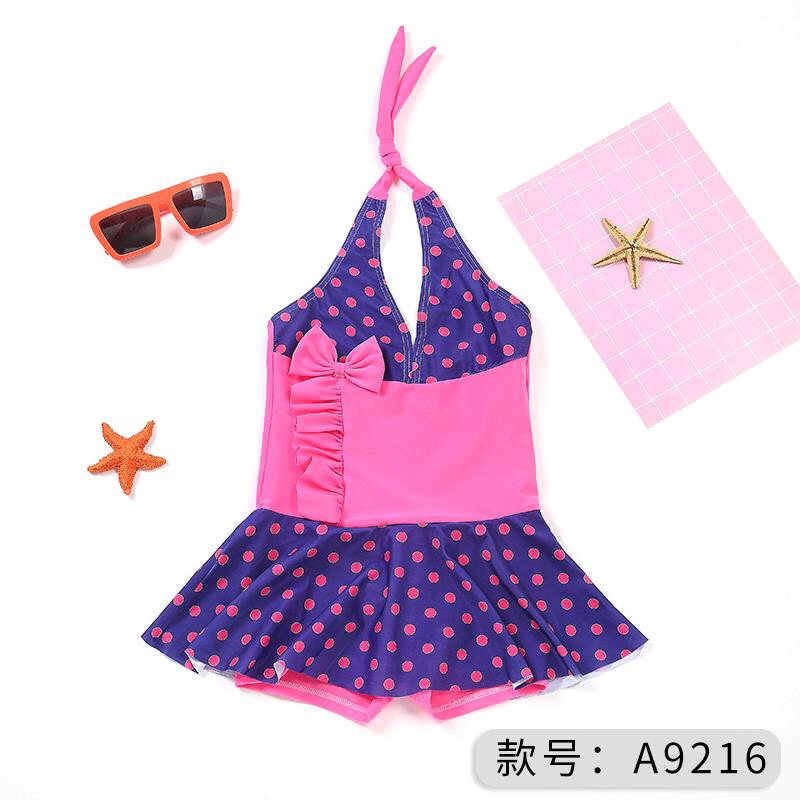 爱恋海9216粉色黄色连体儿童泳衣涤纶泳衣