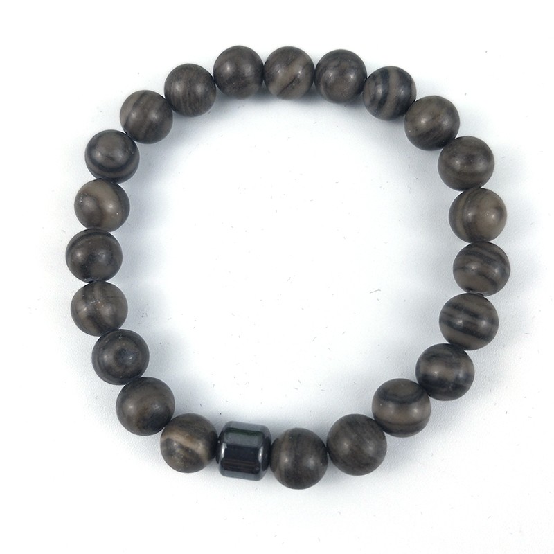 Cross-border bestseller 8mm magnetic bracelet, natural stone bracelet, black gallstone, simple wood grain stone, popular in Europe and America, large quantity, excellent quality detail image 14