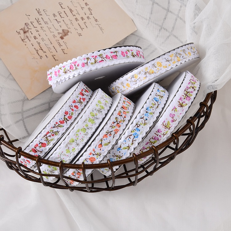 1.5cm small floral dot wavy edge ultrasonic embossed tape factory direct sales, gift and handicraft decorative small bow ribbon accessories woven tape