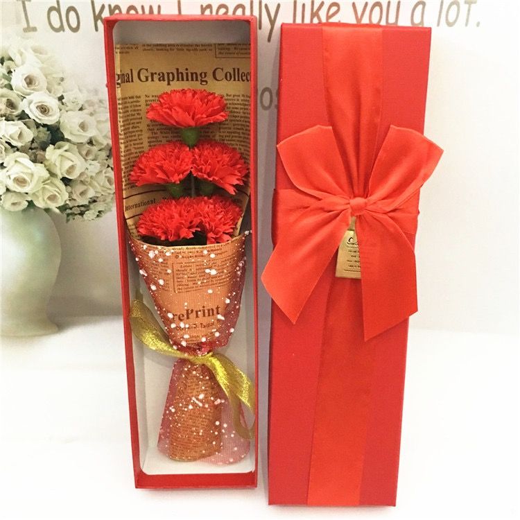 5朵康乃馨花束 母亲节 圣诞节 情人节 教师节送礼好选择香皂花束永生花干花礼物