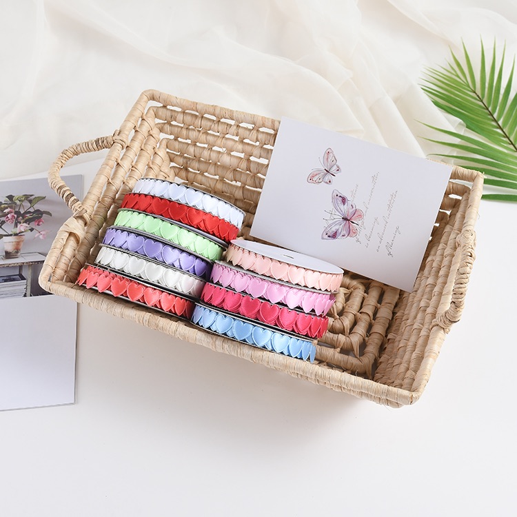 1.8cm polyester ultrasonic embossed webbing, Valentine's Day love gift handicraft decorative ribbon, small bow ribbon auxiliary webbing