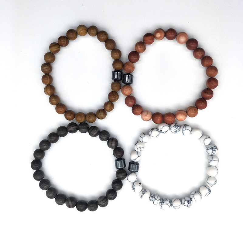 Cross-border bestseller 8mm magnetic bracelet, natural stone bracelet, black gallstone, simple wood grain stone, popular in Europe and America, large quantity, excellent quality detail image 4