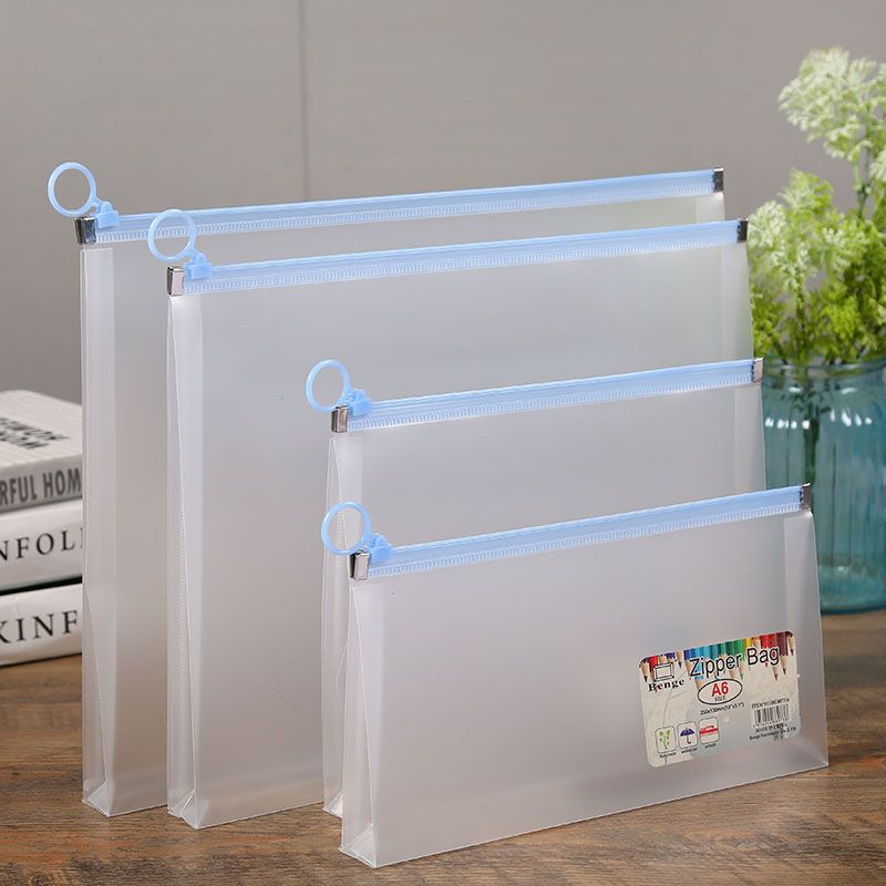 PVC simple transparent water and electricity receipt storage bag Financial teller invoice zipper file bag Student stationery pen bag thumbnail