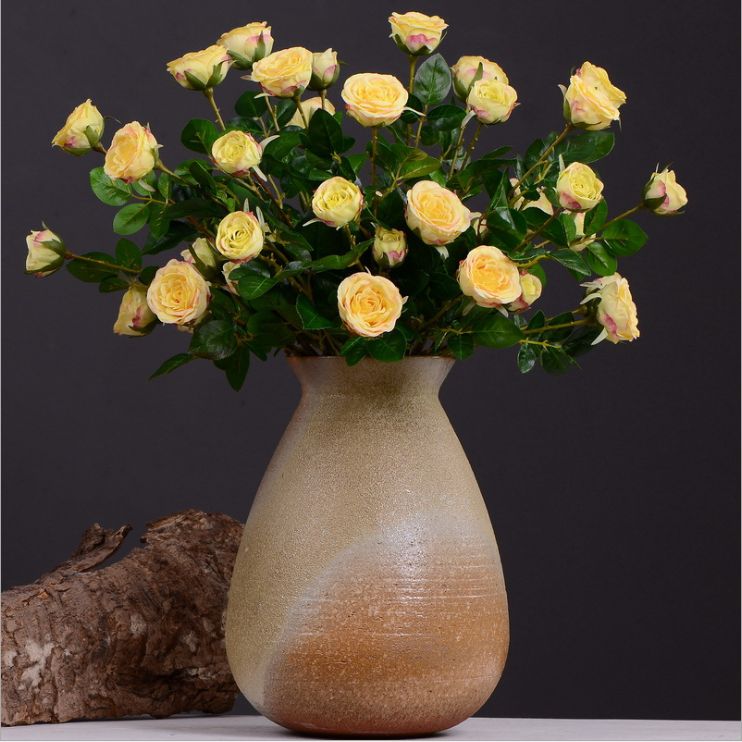 Lanjin Factory wholesale multi-head rolled edge rose artificial flowers wholesale living room, dining table, coffee table, entrance hall decoration artificial flowers factory direct sales mixed batch