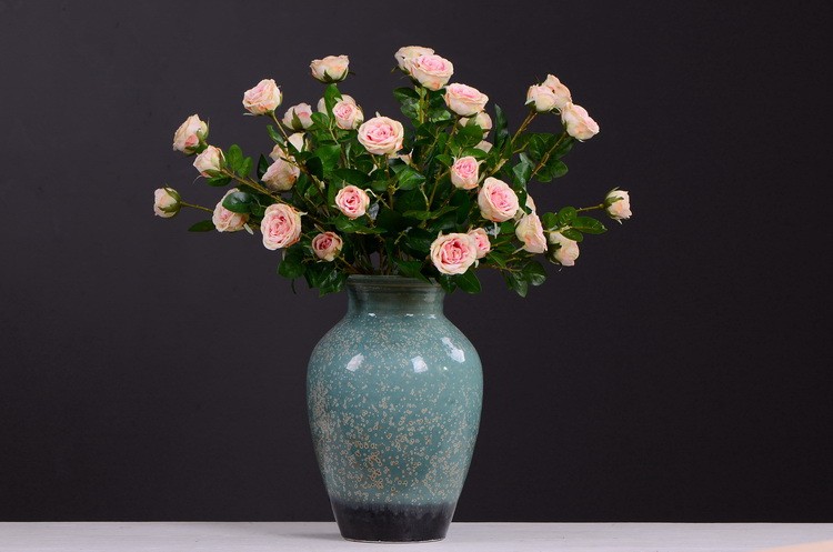 Lanjin Factory wholesale multi-head rolled edge rose artificial flowers wholesale living room, dining table, coffee table, entrance hall decoration artificial flowers factory direct sales mixed batch pic 13