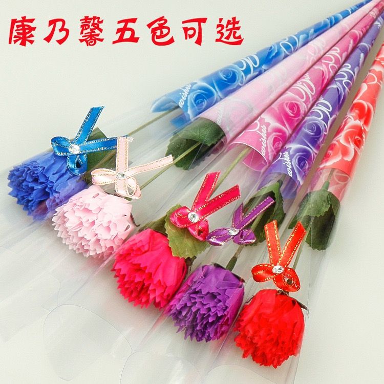 Single teacher's Day gifts single pointed reel PVC carnation soap flowers gift flowers wholesale thumbnail