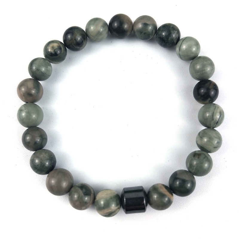 Cross-border bestseller 8mm magnetic bracelet, natural stone bracelet, black gallstone, simple wood grain stone, popular in Europe and America, large quantity, excellent quality detail image 8