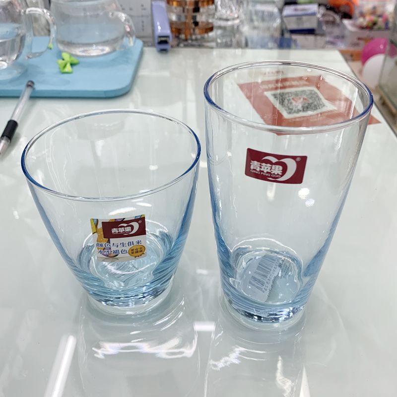 创意蓝色水杯 青苹果玻璃杯水杯饮料杯威士忌杯产品图