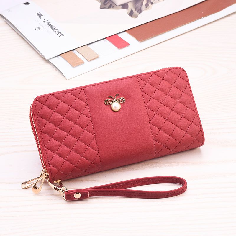 The new lady in the long double zipper wallet small bee hardware with exquisite embroidery line fashion beautiful manufacturers direct sale thumbnail
