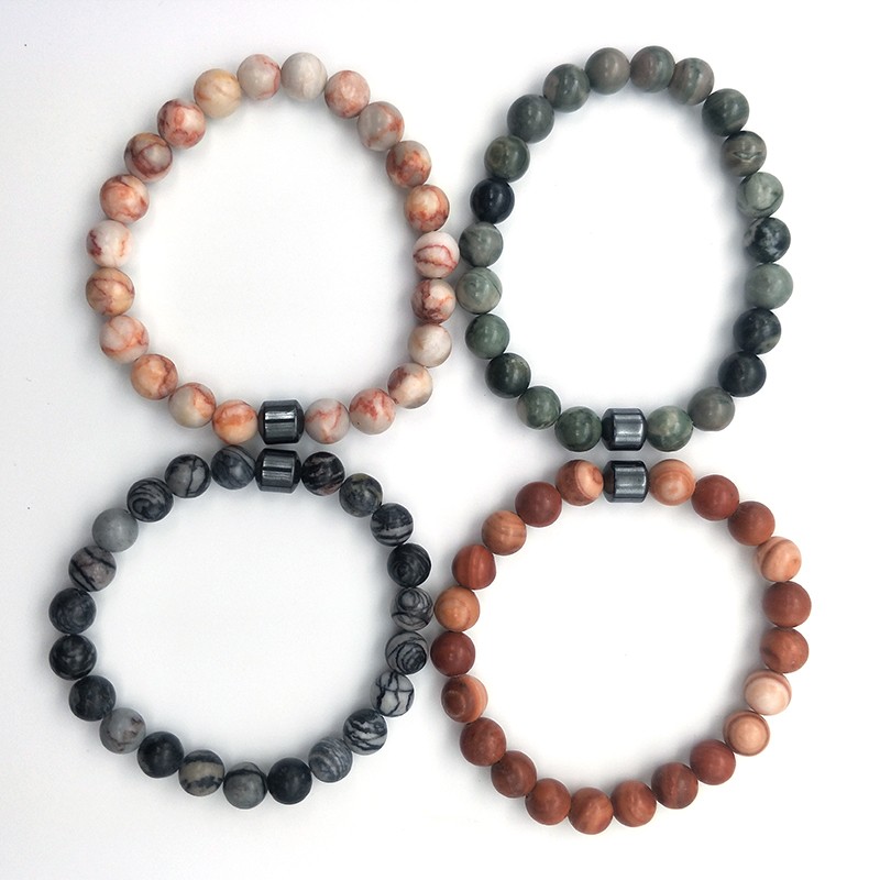 Cross-border bestseller 8mm magnetic bracelet, natural stone bracelet, black gallstone, simple wood grain stone, popular in Europe and America, large quantity, excellent quality detail image 5