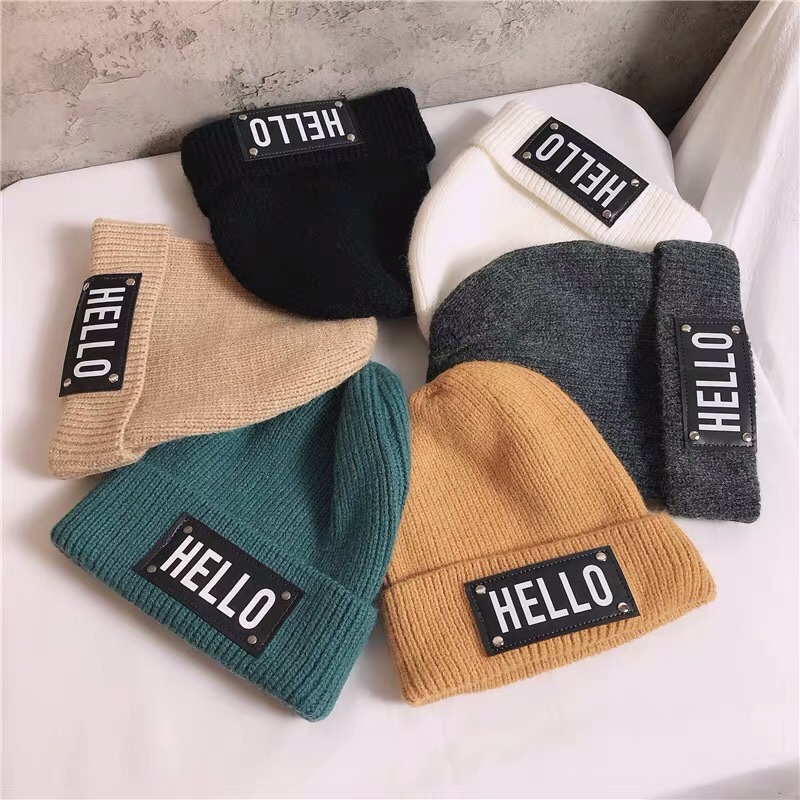 Korean version of men's autumn and winter warm knitted wool cap female head cap match fashion fried street cold hat Item Picture