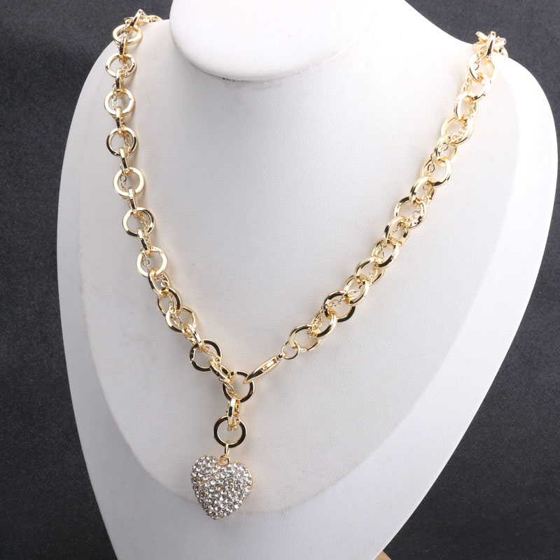 The new exaggerated thick chain five-pointed star sparkling diamond sweater chain from Europe and America, the cold style of women, the popular heart-shaped necklace and accessory trend detail image 1