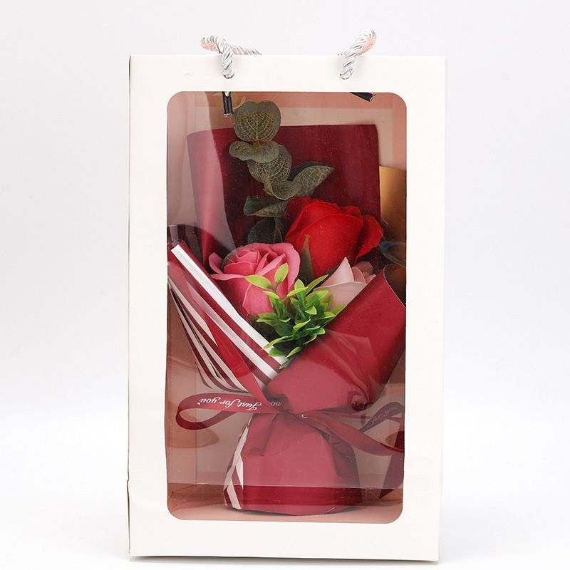 Three small bouquets as Valentine's Day gifts for your girlfriend and wife. Rose soap bouquet gift box, Christmas creative gift