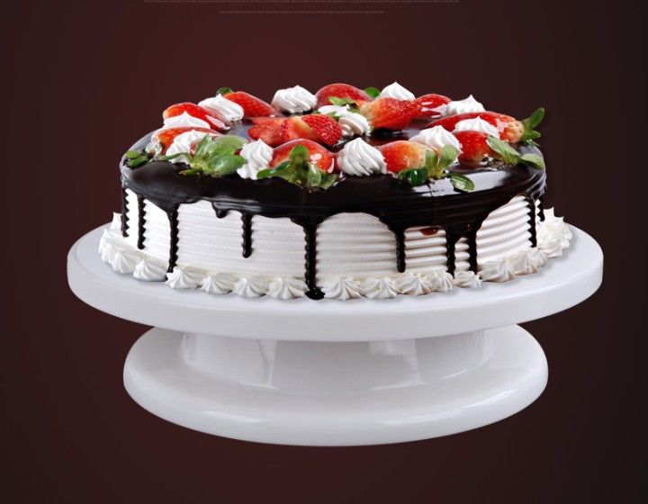 Round simple white plastic cake turntable decoration turntable mounted flowers