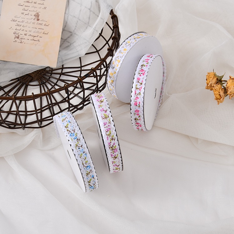 1.5cm small floral dot wavy edge ultrasonic embossed tape factory direct sales, gift and handicraft decorative small bow ribbon accessories woven tape Specification image