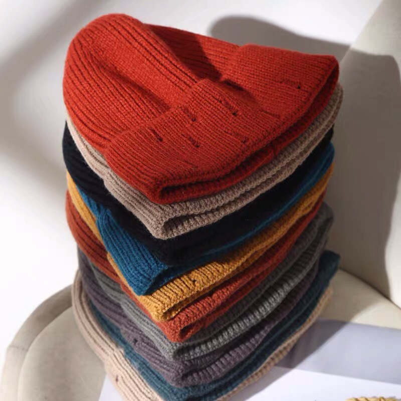 Hat wool knitting Korean autumn winter women cold hat hole street man South Korea all-match warm fashion sets full figure