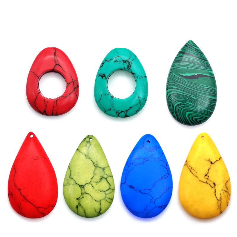 饰品配件合成孔雀石水滴吊坠蓝松石瓜子形挂件民族风DIY手工坠子