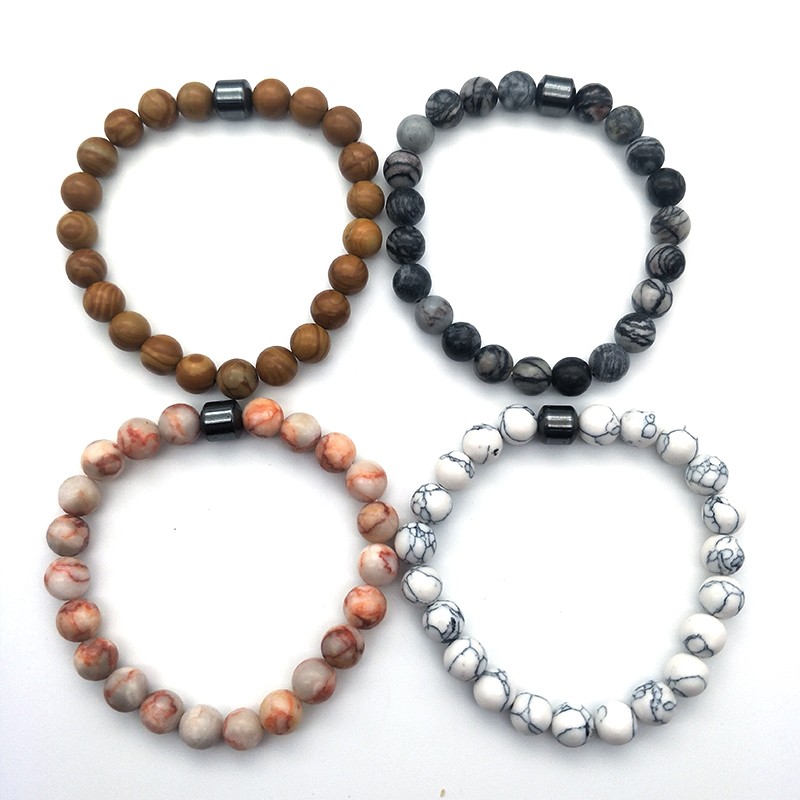 Cross-border bestseller 8mm magnetic bracelet, natural stone bracelet, black gallstone, simple wood grain stone, popular in Europe and America, large quantity, excellent quality detail image 3