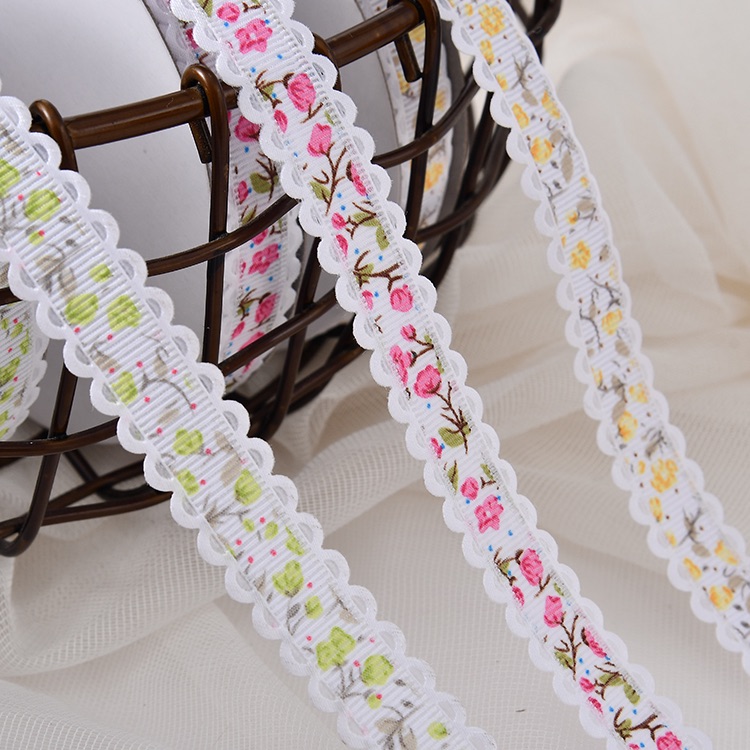 1.5cm small floral dot wavy edge ultrasonic embossed tape factory direct sales, gift and handicraft decorative small bow ribbon accessories woven tape details Picture