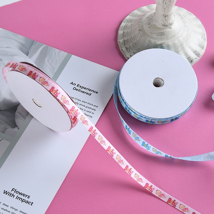 1cm polyester tape multi-color printed BABY webbing, baby gift and handicraft decorative small bow ribbon auxiliary webbing