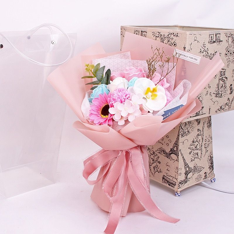 Cross-border source nuevo estilo día de san valentín claveles rosas jabón bouquet flores vivas flores secas regalos de navidad