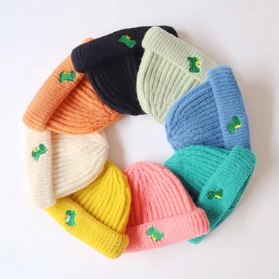 Korean version of baby children hat autumn winter cute dinosaur baby knitted hat boy wool hat winter thumbnail