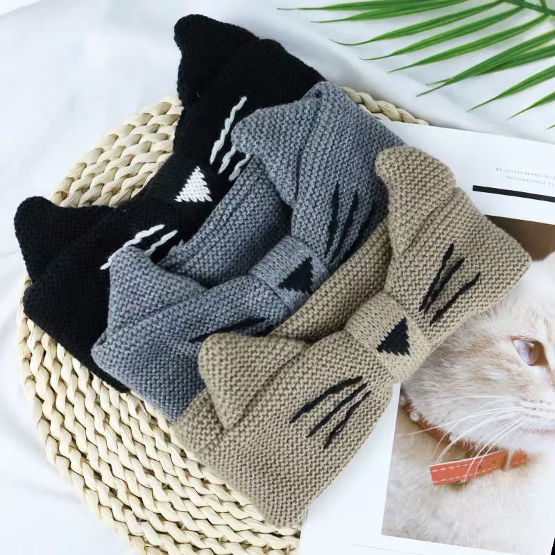 Japanese and South Korea forehead short hair accessories female net red Korean cartoon wool hair hoop cute cat knitting hair band Specification drawing