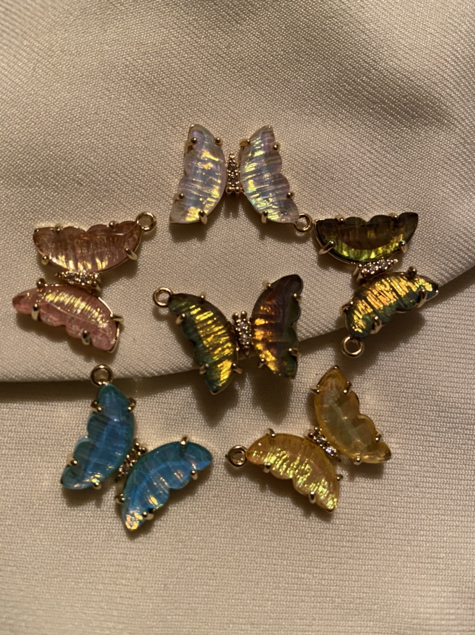 小蝴蝶网红铜夹石梦幻小蝴蝶饰品diy配件 厂家直销韩国尾单现货批发