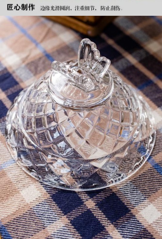 European-style crystal glass embossed sugar jar, covered sugar box, transparent storage jar, candy cup, light luxury decorative item detail image 4
