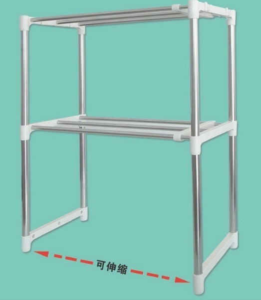 The kitchen microwave oven rack has two layers of storage Application Scenario