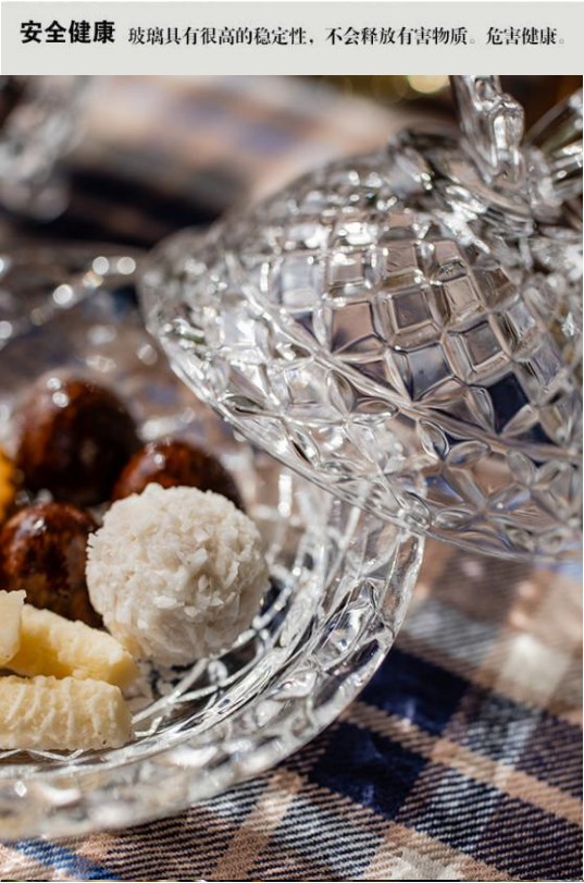 European-style crystal glass embossed sugar jar, covered sugar box, transparent storage jar, candy cup, light luxury decorative item detail image 6