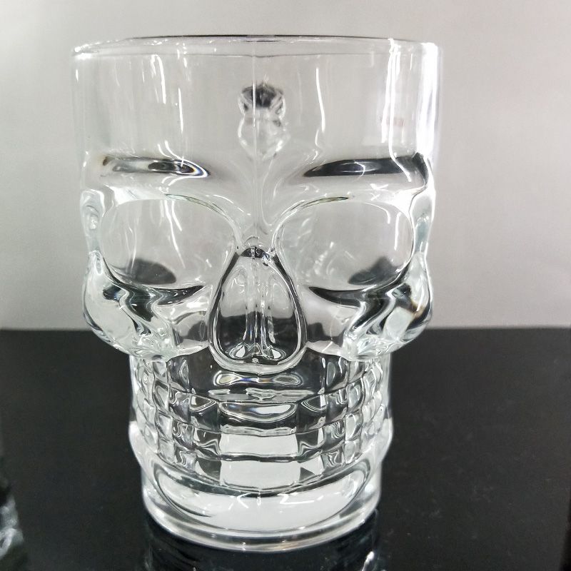 创意骷髅头把杯大号啤酒杯 大容量鬼头玻璃杯骷颅头