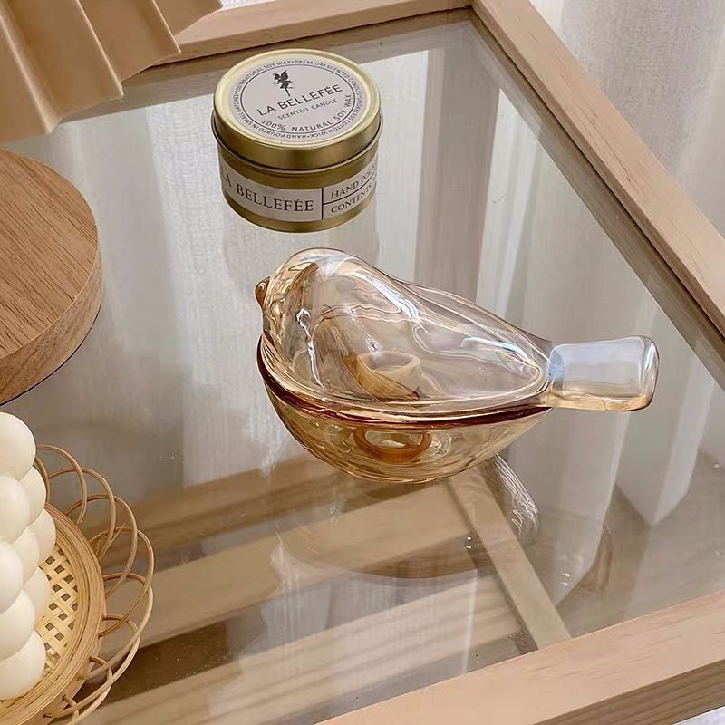 复古 琥珀色 小鸟糖缸收纳罐 ins风首饰戒指项链耳环