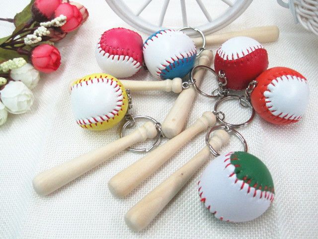 棒球钥匙扣挂件跨境运动纪念品批发仿真迷你体育用品棒球钥匙圈图