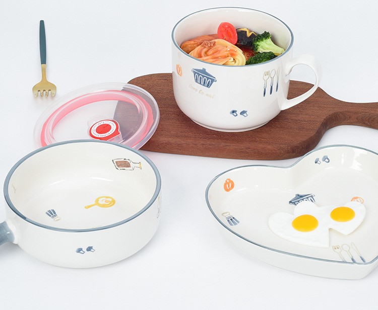 陶瓷家用吃饭碗盘子创意简约大号沙拉碗汤面碗碟菜盘餐具套装详情图7