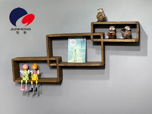Solid wood decorative shelf background wall storage shelf wall cabinet living room wall hanging wall creative lattice wall hanging partition Solid wood long set three sockets