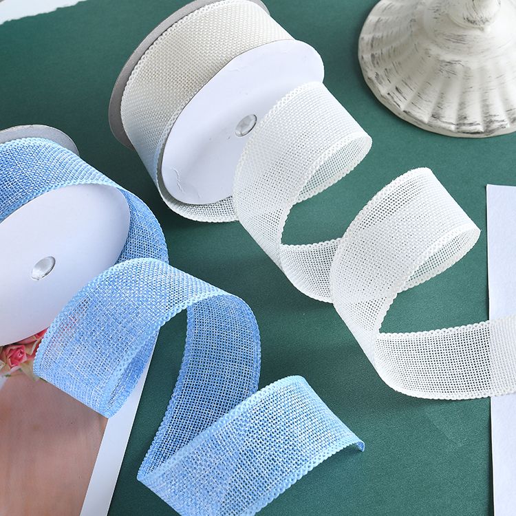 3.8cm colored imitation linen tape factory direct sales and wholesale of gifts, handicrafts, decorative tapes, small bows, ribbons, accessories and webbing