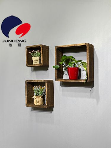 Solid wood decorative frame background wall shelf wall cabinet wall wall hanging wall creative lattice wall hanging wall partition solid wood is set three