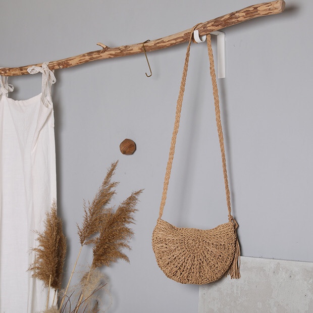 Straw Bag Retro Ins Wind Sen Holiday Beach Shoulder Bag Oblique Straddle Bag Japan And South Korea All Match undefined