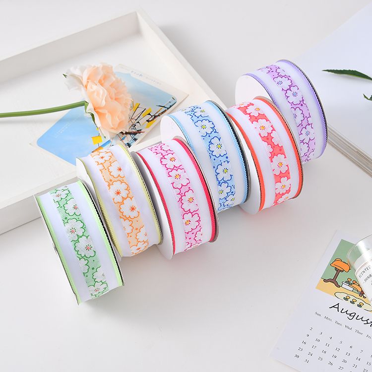 3.8cm small flower ultrasonic yarn tape factory direct sales and wholesale of handicrafts, gifts, toys, decorations, fresh style small bow ribbons, accessories and webbing