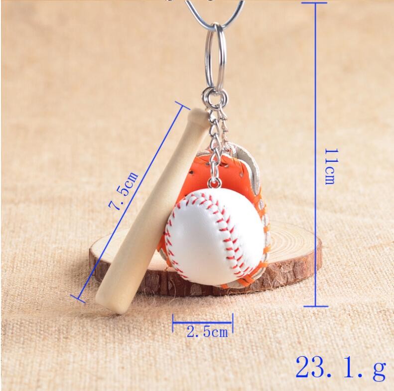 创意棒球钥匙扣包包挂件棒球三件套棒球钥匙链体育纪念品挂件厂详情图1