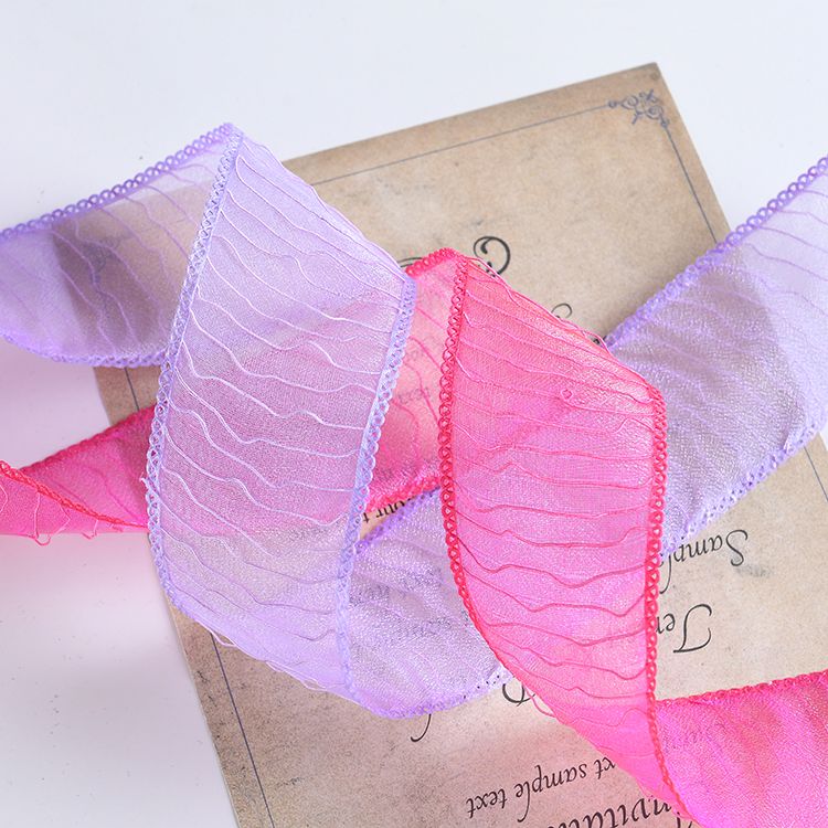 3.8cm wavy fine texture gauze ribbon, new gift and handicraft, bouquet decoration, small bow ribbon accessory, webbing
