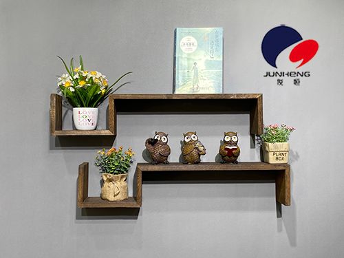 Solid wood decorative rack background wall storage rack wall cabinet living room wall hanging creative grid wall hanging partition board solid wood set two details Picture