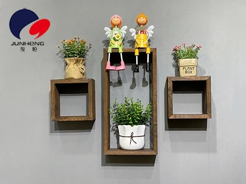 Solid wood decorative rack background wall storage rack wall cabinet living room wall hanging creative grid wall hanging partition board solid wood one long and two straight detail image 2