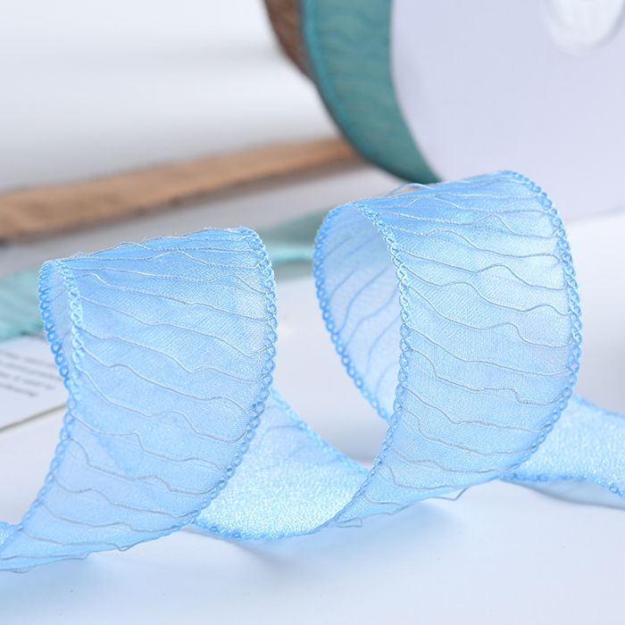 3.8cm wavy fine texture gauze ribbon, new gift and handicraft, bouquet decoration, small bow ribbon accessory, webbing Specification image