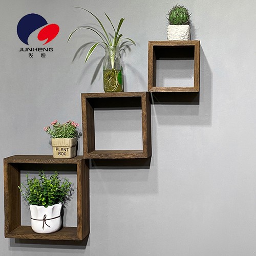 Solid wood decorative rack background wall storage rack wall cabinet living room wall hanging creative grid wall hanging partition, solid wood right-angle square detail image 1