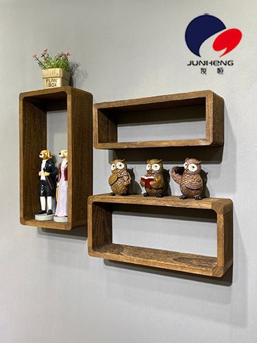 Solid wood decorative racks, background wall shelves, wall cabinets, living room wall hangings, creative grid wall hangings, partition boards details Picture