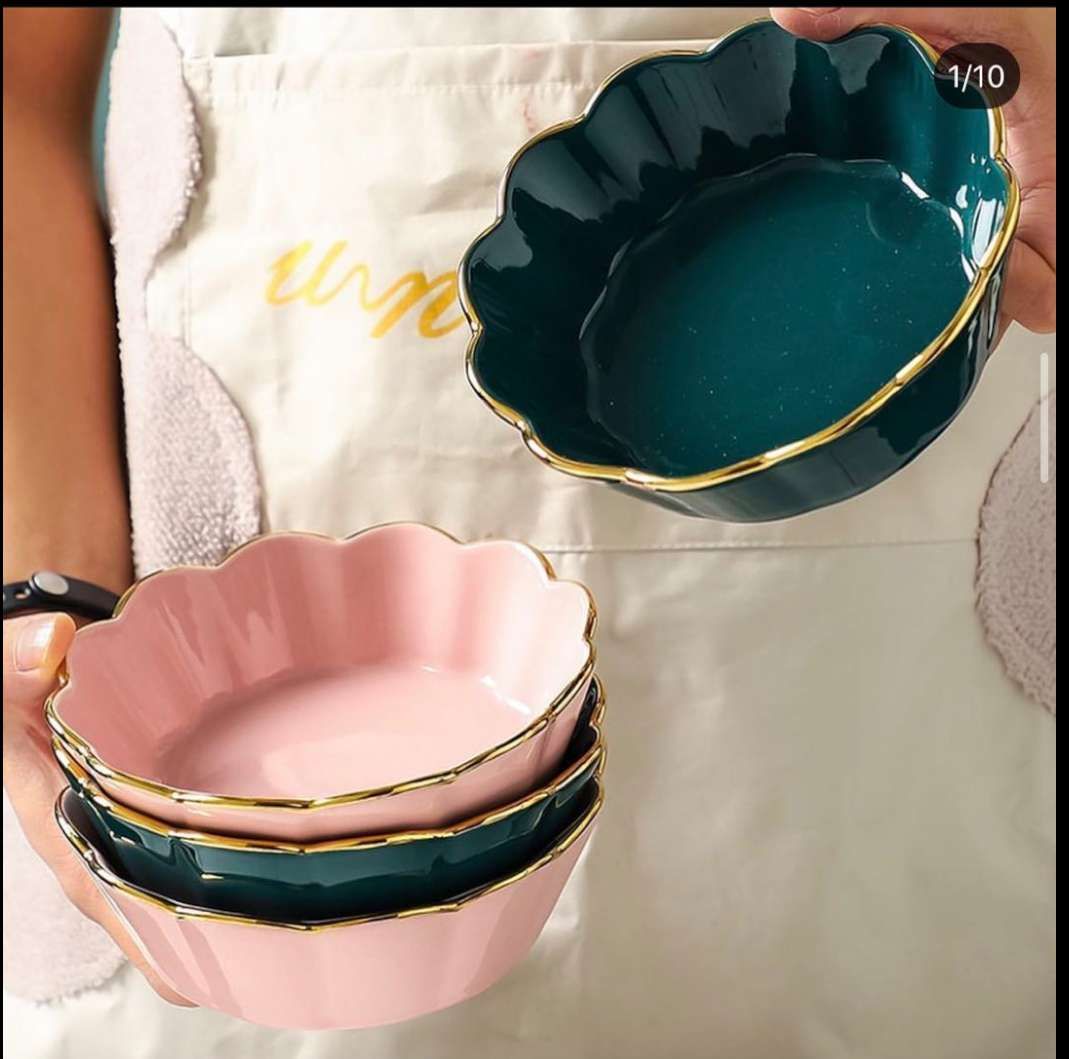 Nordic dessert salad breakfast bowl, petal baking bowl, rice bowl, ceramic tableware, single personality, ins creative wholesale details Picture